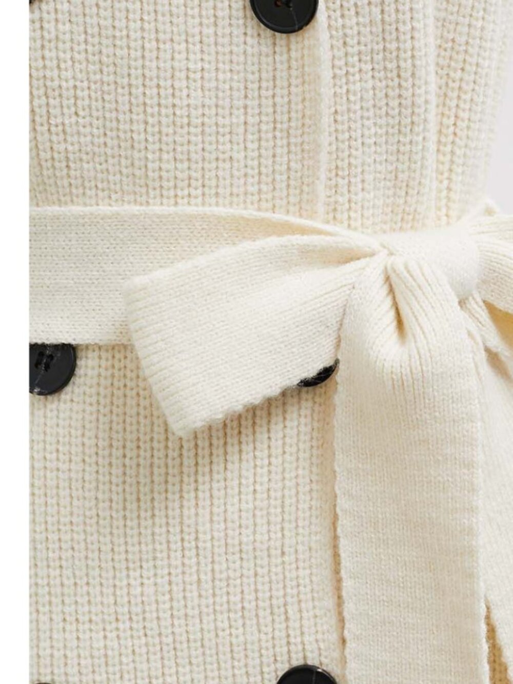Chic Ivory Belted Double-breasted Knit Coatigan Cardigan Trench Coat. Sz L. - Picture 9 of 11
